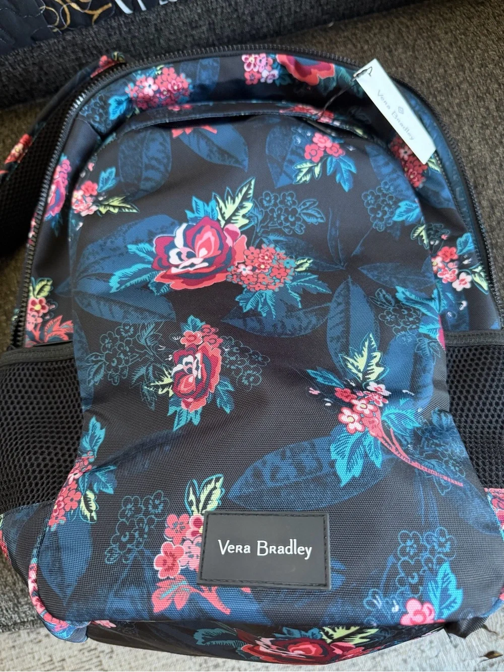 Vera Bradley Rose Foliage Reactive Grand Backpack with Pink & Teal Floral Print